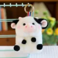 Soft plush cow keychain accessory for backpack charm with black and white spotted design - 13cm / Cow