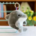 Cute fluffy grey dolphin ball plush keychain pendant accessory for schoolbag decoration - 13cm / Dolphin