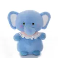 Soft blue plush elephant toy with pink lace collar and heart-shaped trunk detail - 18cm / Forest Elephant