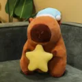 Cute Capybara plush toy variant with a blue nightcap and yellow star accessory. - Holding Star / 30cm