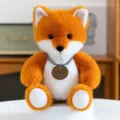 Adorable orange and white fox plush toy doll with decorative neck tag for home decor - Orange Fox