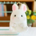 Soft fluffy white plush bunny rabbit keychain pendant charm with golden metal ring accessory - 13cm / White Rabbit