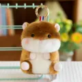 Adorable brown and white plush hamster keychain with gold metal ring attachment - 13cm / Brown Hamster