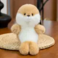 Cute light brown and white mini puffin penguin plush toy with fluffy fur detail - 15cm / Seal