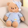 Adorable soft plush teddy bear doll wearing blue pajamas and matching sleeping hat - 40CM / Dreamy Blue Bear