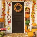 Thanksgiving Fall porch banners featuring WELCOME text and scarecrow for harvest decor - Scarecrow Sunflower (SDL-001) / 30x150cm
