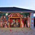 Halloween zombie clown garage door banner outdoor yard horror holiday decoration backdrop - Horror Circus (CK-003) / 400x180cm