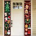 Outdoor Christmas porch banners featuring snowman reindeer and gingerbread house patterns - Vintage Plaid Style (SDL-003) / 30x150cm