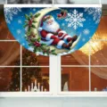 Dekoratives weihnachtliches fächerförmiges Banner mit Weihnachtsmann-Druck für Fenster - 37.5x75cm / Mitternachtsblau (Weihnachtsmann)