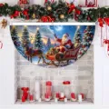 Weihnachts-Fächerbanner mit Weihnachtsmann-Schlitten-Motiv für Kamin-Deko - 37.5x75cm(平面款) / SXQ-003