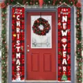 Festive red plaid Christmas and New Year porch banners for home holiday door decor - Red and Black Plaid (SDL-004) / 30x150cm