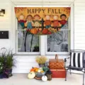 Autumn harvest semi-circular banner with pumpkin sunflower cartoon pattern for porch decor - Style 2 (SXQ-002) / 37.5x75cm