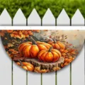 Autumn harvest pumpkin sunflower fan flag for outdoor fence festival decoration. - Style 4 (SXQ-004) / 37.5x75cm
