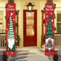 Festive Christmas and New Year porch banners with charming gnome designs - Red Gnome Style (SDL-001) / 30x150cm