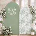 Bride to be arch backdrop cover sage green floral wedding party bachelorette decoration - Two Piece Set / Green Floral Polyester
