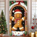 Festive Christmas gingerbread man door banner hanging decoration for home holiday decor - 90x180cm / Gingerbread Man Pattern (ML-001)