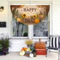Outdoor fall harvest bunting flag featuring autumn pumpkins and sunflowers for festival decoration - Style 1 (SXQ-001) / 37.5x75cm