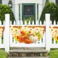 Outdoor Thanksgiving harvest bunting flag featuring maple leaf pumpkin sunflower pattern - Pumpkin Sunflower Style (SXQ-003) / 37.5x75cm