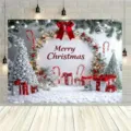 Sfondo natalizio foresta innevata tessuto appendibile per festa decorazione banner - SBJ-006
