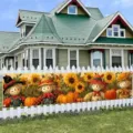 Thanksgiving garden banner with scarecrows and pumpkins for outdoor fence decoration - Scarecrow and Pumpkin Style (SHF-005)
