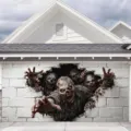 Halloween zombie garage door banner spooky 3D wall breaking outdoor party decor backdrop - Zombie Breaking Wall 3D (CK-006)