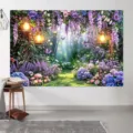 Fond de photographie féerique avec arche florale violette et motif de forêt magique - Pays des Contes de Fées (SBJ-002) / 95x75cm