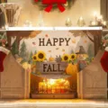 Bannière en forme d'éventail pour la récolte d'automne avec motifs de citrouilles - Style Épouvantail Tournesol Happy Fall (SXQ-006)