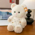 Niedlicher weißer Teddybär Plüschtier mit weißem Spitzenkleid und Muster Variante - Katze / 50cm