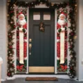 Festive Christmas front door banner set featuring a traditional Santa Claus illustration - Santa List Style (SDL-010)