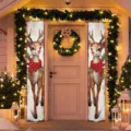 Festliche Weihnachts-Türbanner mit süßem Rentier-Motiv für die Außendekoration am Haus. - SDL-009 Stil / 30x150cm