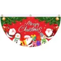 Halbkreisförmige Weihnachts-Fächerflagge mit Weihnachtsmann-Motiv für Geländerdekoration - 37.5x75cm（平面款） / SXQ-008