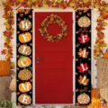 Erntedankfest Türbanner mit Welcome und Hello Fall Prints sowie herbstlichen Kürbis-Motiven - Leopardenmuster Kürbis (SDL-012)
