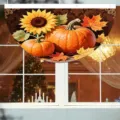 Drapeau en éventail de Thanksgiving avec citrouilles et tournesols pour l'automne - Style Récolte Citrouille Tournesol (SXQ-011)