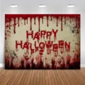 Gruseliger Halloween Zombie Fotohintergrund mit Blutflecken und Happy Halloween Text Design - 95x75cm / SBJ-001