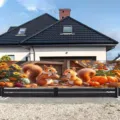Thanksgiving garden fence banner featuring cute squirrels, pumpkins, and sunflowers. - Squirrel and Sunflower (SHF-011)