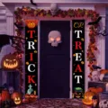 Πανό Halloween 'Trick or Treat' για την πόρτα με σχέδια κολοκύθας και νεκροκεφαλής - Στυλ 3 / 30x150cm