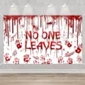 Halloween Hintergrund mit Blut und 'No One Leaves' Schriftzug für gruselige Horror-Partys - 95x75cm / SBJ-004