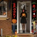 Πανό εξώπορτας Halloween με κείμενο Spooky και Boo για γιορτινή διακόσμηση σπιτιού - Στυλ 4 / 30x150cm