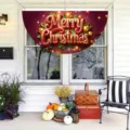 Festliches rot-goldenes halbrundes Weihnachtsbanner mit 3D-Merry Christmas-Aufdruck - 37.5x75cm（平面款） / SXQ-011