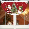 Festliche weihnachtliche Fächerfahne mit Weihnachtsmann- und Schneemanndruck für Fenster - 37.5x75cm（平面款） / SXQ-012