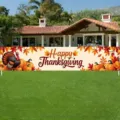 Thanksgiving yard banner with turkey and pumpkin prints for outdoor garden decor - Thanksgiving Turkey & Pumpkin Style (SHF-013)