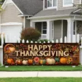 Thanksgiving garden banner with pumpkin and sunflower prints for yard fence decor - Thanksgiving Pumpkin Cart Style (SHF-014)