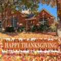 Thanksgiving yard banner with colorful autumn maple leaf pattern and Happy Thanksgiving text - Happy Thanksgiving Style (SHF-016)