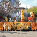 Large Halloween banner with pumpkin ghost prints for yard fence decoration - Style 3 (SHF-003) / 30x120cm (With Rope)