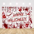 Horror-Halloween-Hintergrund mit blutigen Handabdrücken und Text für die Fotografie - Halloween Hintergrund (SBJ-005)