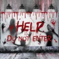 Gruseliger Halloween-Zombie-Hintergrund mit blutigem HELP DO NOT ENTER Aufdruck - Halloween-Zombie-Thema (SBJ-008)