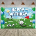 Golf Thema Happy Birthday Hintergrund für Partyfotografie und Dekoration. - Golf Thema Happy Birthday Stil (SBJ-022) / 95x75cm