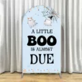 Cute Halloween arched backdrop cover for baby shower with A Little Boo ghost design - Standard Polyester (SGX-003) / 50x120CM
