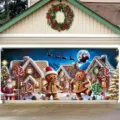 Banner per porta del garage di Natale con casa di pan di zenzero per decorazione - Babbo Natale Casa di Pan di Zenzero (CK-013)