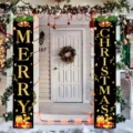 Pancartas para porche de Feliz Navidad con letras doradas brillantes para decoración - Texto en Inglés Negro y Dorado (SDL-009)